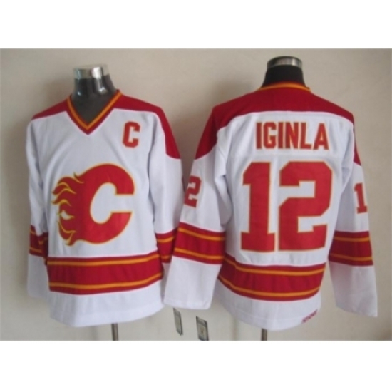 NHL Calgary Flames #12 Jarome Iginla White CCM Throwback Jerseys NHL Calgary Flames #12 Jarome Iginla White CCM Throwback Jerseys
