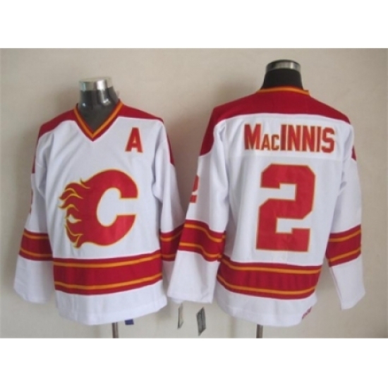 NHL Calgary Flames #2 Al MacInnis White CCM Throwback Jerseys NHL Calgary Flames #2 Al MacInnis White CCM Throwback Jerseys
