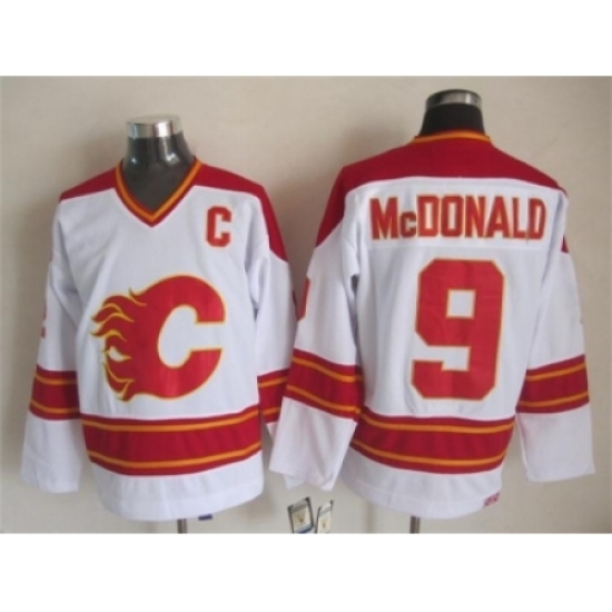NHL Calgary Flames #9 Lanny McDonald White CCM Throwback Jerseys NHL Calgary Flames #9 Lanny McDonald White CCM Throwback Jerseys