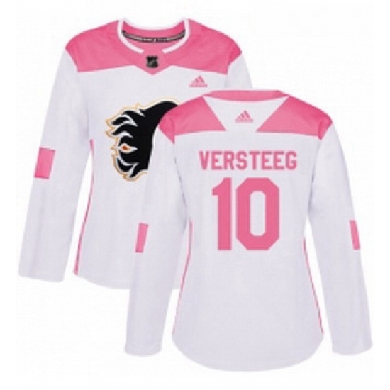 Womens Adidas Calgary Flames 10 Kris Versteeg Authentic WhitePink Fashion NHL Jersey Womens Adidas Calgary Flames 10 Kris Versteeg Authentic WhitePink Fashion NHL Jersey