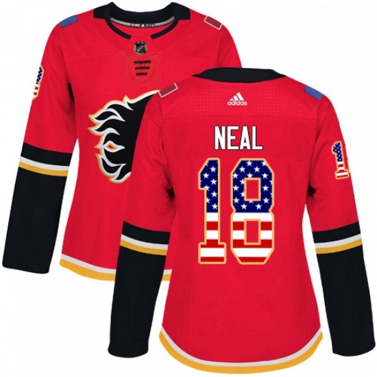 Womens Adidas Calgary Flames 18 James Neal Red Home Authentic USA Flag Stitched NHL Jersey Womens Adidas Calgary Flames 18 James Neal Red Home Authentic USA Flag Stitched NHL Jersey