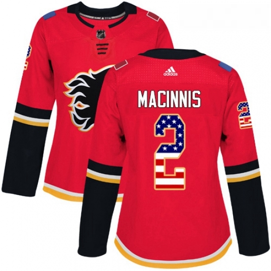 Womens Adidas Calgary Flames 2 Al MacInnis Authentic Red USA Flag Fashion NHL Jersey Womens Adidas Calgary Flames 2 Al MacInnis Authentic Red USA Flag Fashion NHL Jersey