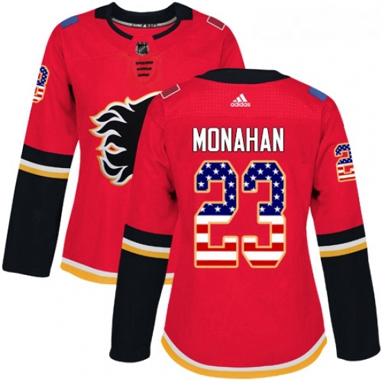Womens Adidas Calgary Flames 23 Sean Monahan Authentic Red USA Flag Fashion NHL Jersey Womens Adidas Calgary Flames 23 Sean Monahan Authentic Red USA Flag Fashion NHL Jersey