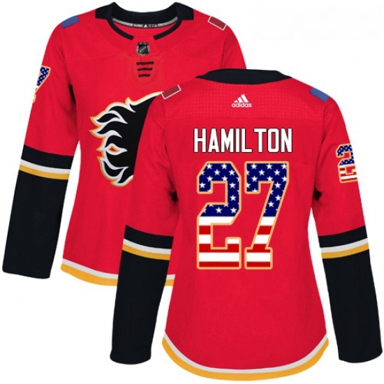 Womens Adidas Calgary Flames 27 Dougie Hamilton Authentic Red USA Flag Fashion NHL Jersey Womens Adidas Calgary Flames 27 Dougie Hamilton Authentic Red USA Flag Fashion NHL Jersey