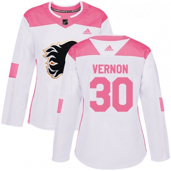 Womens Adidas Calgary Flames 30 Mike Vernon Authentic WhitePink Fashion NHL Jersey Womens Adidas Calgary Flames 30 Mike Vernon Authentic WhitePink Fashion NHL Jersey