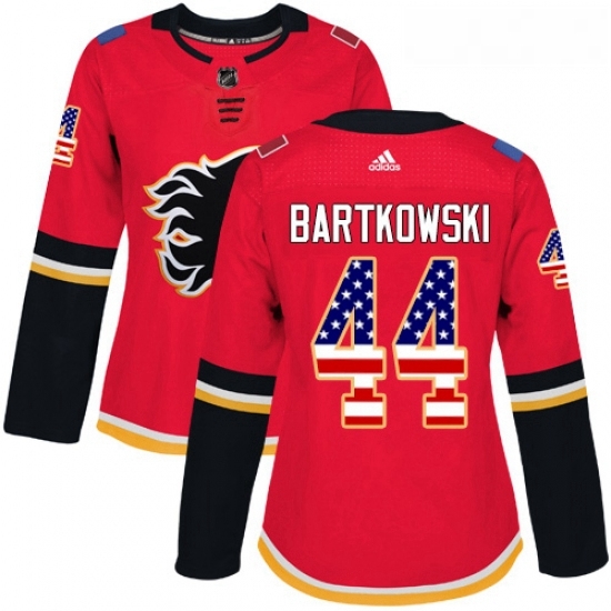 Womens Adidas Calgary Flames 44 Matt Bartkowski Authentic Red USA Flag Fashion NHL Jersey Womens Adidas Calgary Flames 44 Matt Bartkowski Authentic Red USA Flag Fashion NHL Jersey