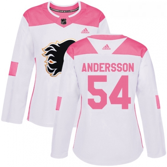 Womens Adidas Calgary Flames 54 Rasmus Andersson Authentic WhitePink Fashion NHL Jersey Womens Adidas Calgary Flames 54 Rasmus Andersson Authentic WhitePink Fashion NHL Jersey