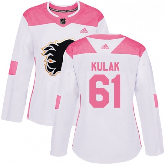 Womens Adidas Calgary Flames 61 Brett Kulak Authentic WhitePink Fashion NHL Jersey Womens Adidas Calgary Flames 61 Brett Kulak Authentic WhitePink Fashion NHL Jersey
