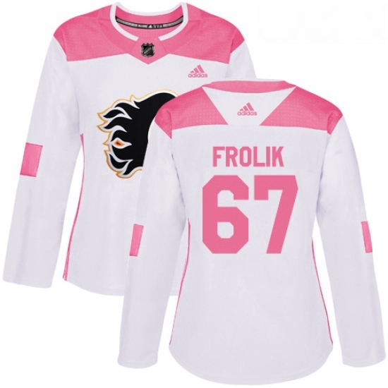 Womens Adidas Calgary Flames 67 Michael Frolik Authentic WhitePink Fashion NHL Jersey Womens Adidas Calgary Flames 67 Michael Frolik Authentic WhitePink Fashion NHL Jersey