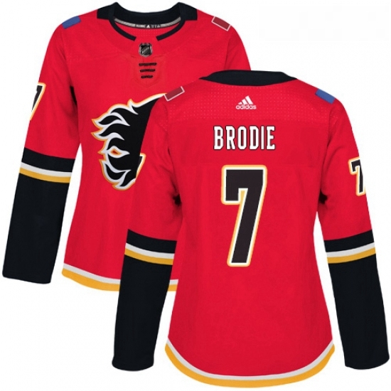 Womens Adidas Calgary Flames 7 TJ Brodie Authentic Red Home NHL Jersey Womens Adidas Calgary Flames 7 TJ Brodie Authentic Red Home NHL Jersey
