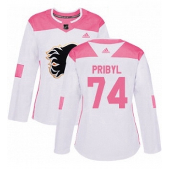 Womens Adidas Calgary Flames 74 Daniel Pribyl Authentic WhitePink Fashion NHL Jersey Womens Adidas Calgary Flames 74 Daniel Pribyl Authentic WhitePink Fashion NHL Jersey