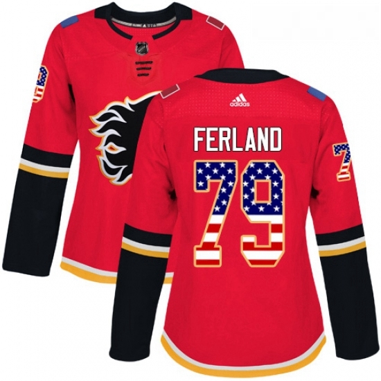 Womens Adidas Calgary Flames 79 Michael Ferland Authentic Red USA Flag Fashion NHL Jersey Womens Adidas Calgary Flames 79 Michael Ferland Authentic Red USA Flag Fashion NHL Jersey