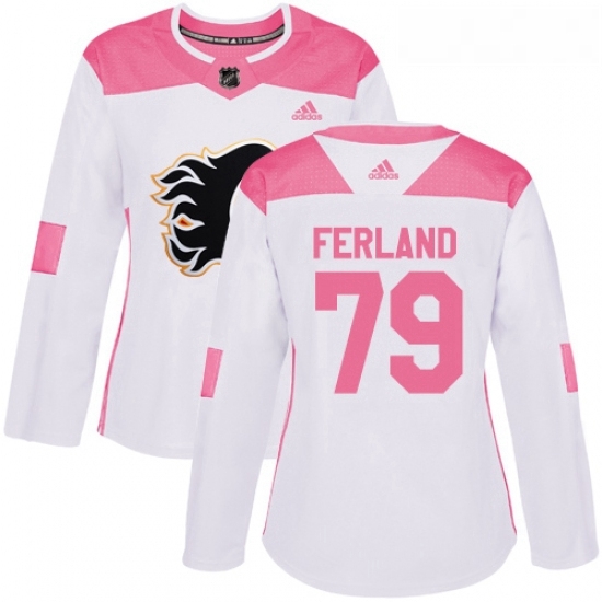 Womens Adidas Calgary Flames 79 Michael Ferland Authentic WhitePink Fashion NHL Jersey Womens Adidas Calgary Flames 79 Michael Ferland Authentic WhitePink Fashion NHL Jersey