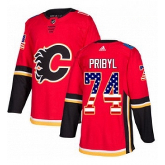 Youth Adidas Calgary Flames 74 Daniel Pribyl Authentic Red USA Flag Fashion NHL Jersey Youth Adidas Calgary Flames 74 Daniel Pribyl Authentic Red USA Flag Fashion NHL Jersey