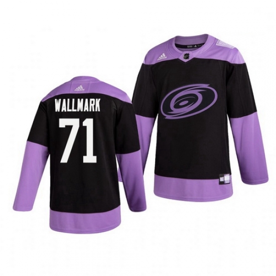 Hurricanes 71 Lucas Wallmark Black Purple Hockey Fights Cancer Adidas Jersey Hurricanes 71 Lucas Wallmark Black Purple Hockey Fights Cancer Adidas Jersey