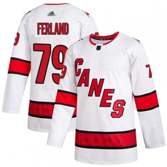 Hurricanes 79 Michael Ferland White Road Authentic Stitched Hockey Jersey Hurricanes 79 Michael Ferland White Road Authentic Stitched Hockey Jersey