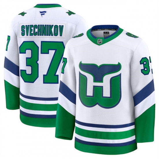 Men Carolina Hurricanes 37 Andrei Svechnikov White 2024 25 Throwback Stitched Hockey Jersey Men Carolina Hurricanes 37 Andrei Svechnikov White 2024 25 Throwback Stitched Hockey Jersey