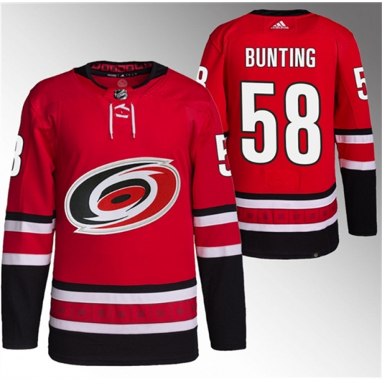 Men Carolina Hurricanes 58 Michael Bunting Red Stitched Jersey Men Carolina Hurricanes 58 Michael Bunting Red Stitched Jersey