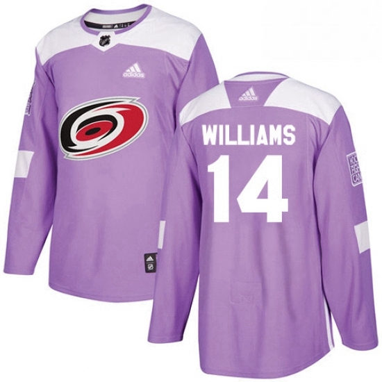 Mens Adidas Carolina Hurricanes 14 Justin Williams Authentic Purple Fights Cancer Practice NHL Jersey Mens Adidas Carolina Hurricanes 14 Justin Williams Authentic Purple Fights Cancer Practice NHL Jersey
