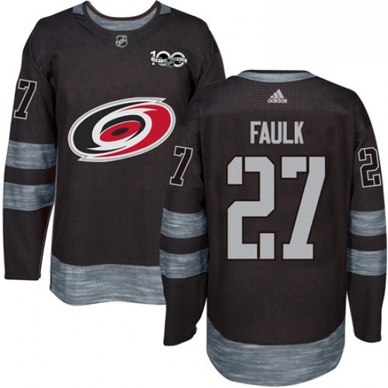 Mens Adidas Carolina Hurricanes 27 Justin Faulk Authentic Black 1917 2017 100th Anniversary NHL Jersey Mens Adidas Carolina Hurricanes 27 Justin Faulk Authentic Black 1917 2017 100th Anniversary NHL Jersey