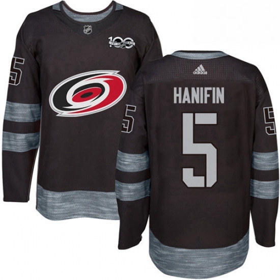 Mens Adidas Carolina Hurricanes 5 Noah Hanifin Premier Black 1917 2017 100th Anniversary NHL Jersey Mens Adidas Carolina Hurricanes 5 Noah Hanifin Premier Black 1917 2017 100th Anniversary NHL Jersey