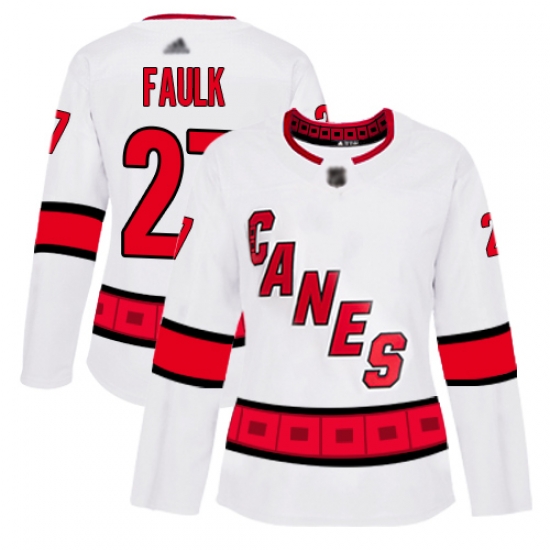Women Hurricanes 27 Justin Faulk White Road Authentic Stitched Hockey Jersey Women Hurricanes 27 Justin Faulk White Road Authentic Stitched Hockey Jersey