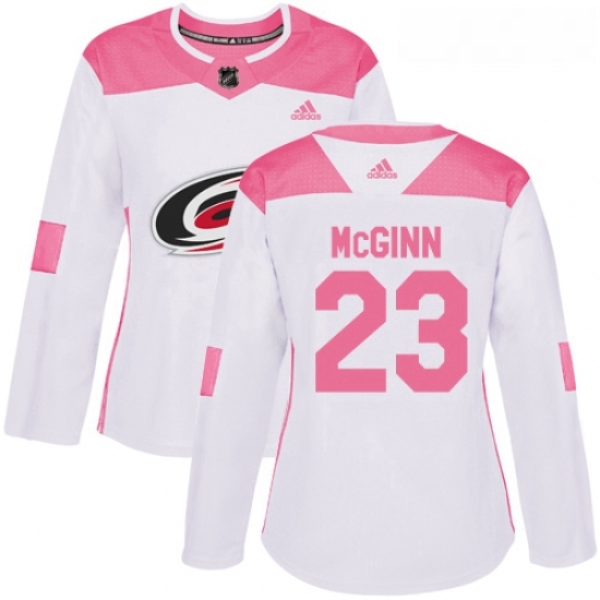 Womens Adidas Carolina Hurricanes 23 Brock McGinn Authentic WhitePink Fashion NHL Jersey Womens Adidas Carolina Hurricanes 23 Brock McGinn Authentic WhitePink Fashion NHL Jersey
