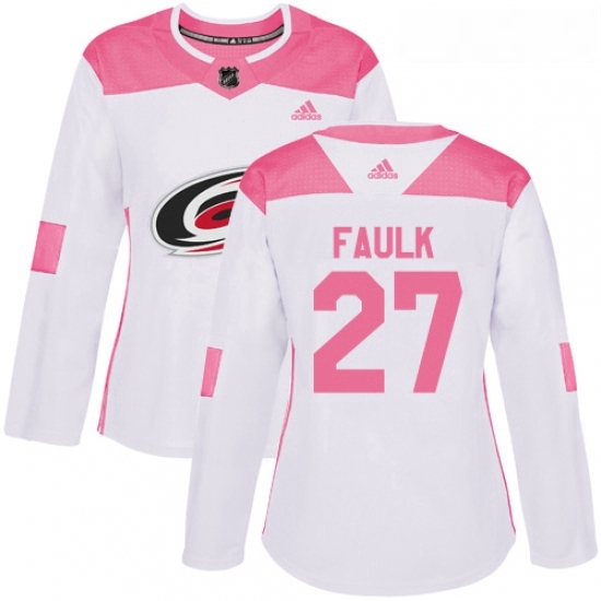 Womens Adidas Carolina Hurricanes 27 Justin Faulk Authentic WhitePink Fashion NHL Jersey Womens Adidas Carolina Hurricanes 27 Justin Faulk Authentic WhitePink Fashion NHL Jersey