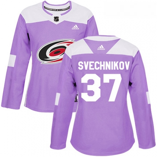 Womens Adidas Carolina Hurricanes 37 Andrei Svechnikov Authentic Purple Fights Cancer Practice NHL Jersey Womens Adidas Carolina Hurricanes 37 Andrei Svechnikov Authentic Purple Fights Cancer Practice NHL Jersey
