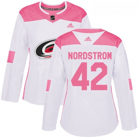 Womens Adidas Carolina Hurricanes 42 Joakim Nordstrom Authentic WhitePink Fashion NHL Jersey Womens Adidas Carolina Hurricanes 42 Joakim Nordstrom Authentic WhitePink Fashion NHL Jersey