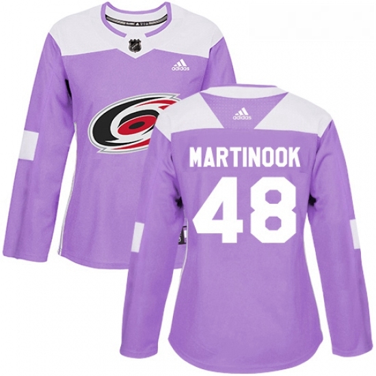 Womens Adidas Carolina Hurricanes 48 Jordan Martinook Authentic Purple Fights Cancer Practice NHL Jersey Womens Adidas Carolina Hurricanes 48 Jordan Martinook Authentic Purple Fights Cancer Practice NHL Jersey