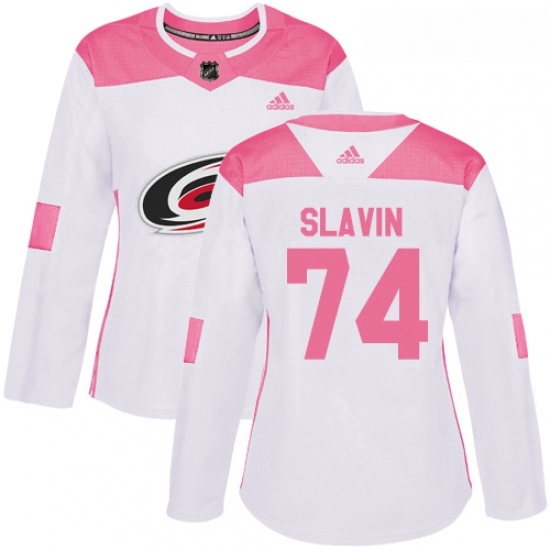 Womens Adidas Carolina Hurricanes 74 Jaccob Slavin Authentic WhitePink Fashion NHL Jersey Womens Adidas Carolina Hurricanes 74 Jaccob Slavin Authentic WhitePink Fashion NHL Jersey