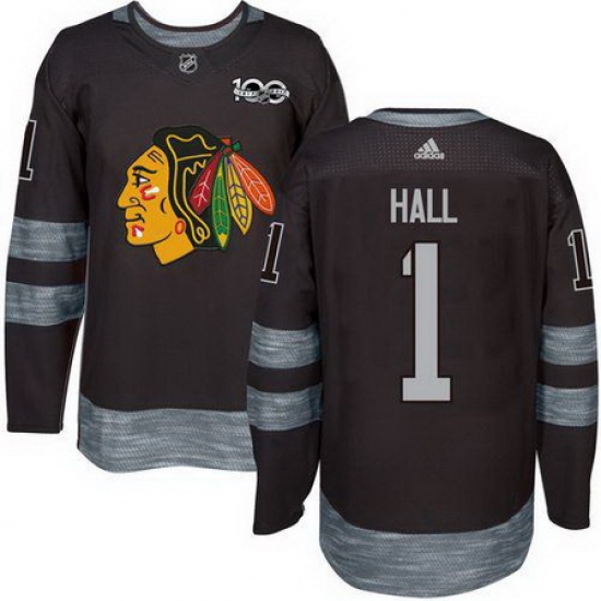 Blackhawks #1 Glenn Hall Black 1917 2017 100th Anniversary Stitched NHL Jersey Blackhawks #1 Glenn Hall Black 1917 2017 100th Anniversary Stitched NHL Jersey