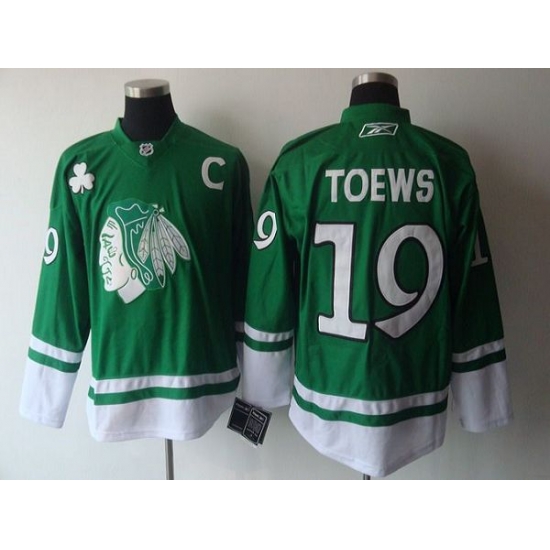 Blackhawks #19 Jonathan Toews Green St Patty Day Stitched NHL Jersey Blackhawks #19 Jonathan Toews Green St Patty Day Stitched NHL Jersey