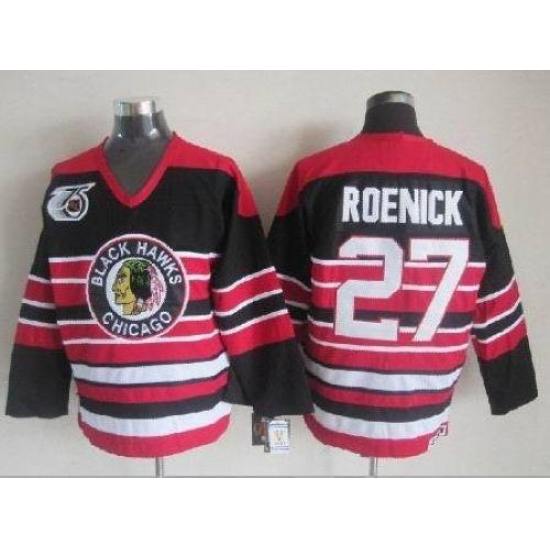 Blackhawks #27 Jeremy Roenick Red Black 75TH CCM Stitched NHL Jersey Blackhawks #27 Jeremy Roenick Red Black 75TH CCM Stitched NHL Jersey