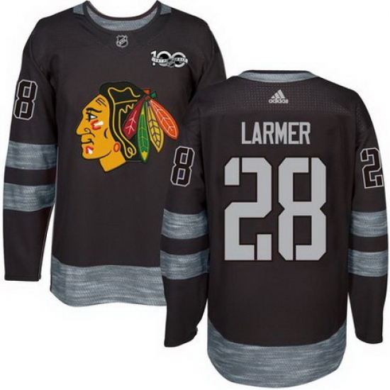 Blackhawks #28 Steve Larmer Black 1917 2017 100th Anniversary Stitched NHL Jersey Blackhawks #28 Steve Larmer Black 1917 2017 100th Anniversary Stitched NHL Jersey
