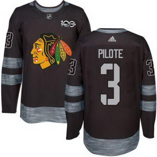 Blackhawks #3 Pierre Pilote Black 1917 2017 100th Anniversary Stitched NHL Jersey Blackhawks #3 Pierre Pilote Black 1917 2017 100th Anniversary Stitched NHL Jersey