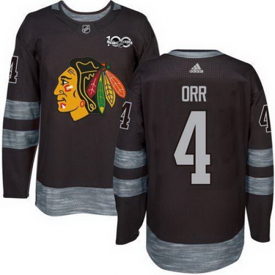 Blackhawks #4 Bobby Orr Black 1917 2017 100th Anniversary Stitched NHL Jersey Blackhawks #4 Bobby Orr Black 1917 2017 100th Anniversary Stitched NHL Jersey