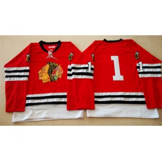 Chicago Blackhawks #1 Glenn Hall Red Mitchell And Ness 1960-61 Stitched NHL Jersey Chicago Blackhawks #1 Glenn Hall Red Mitchell And Ness 1960-61 Stitched NHL Jersey