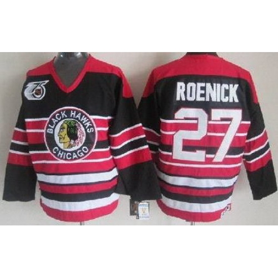 Chicago Blackhawks 27 Jeremy Roenick Black 75th Throwback CCM NHL Jerseys Chicago Blackhawks 27 Jeremy Roenick Black 75th Throwback CCM NHL Jerseys