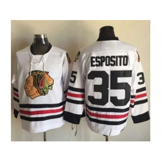 Chicago Blackhawks #35 Tony Esposito White CCM Throwback Stitched NHL Jersey Chicago Blackhawks #35 Tony Esposito White CCM Throwback Stitched NHL Jersey