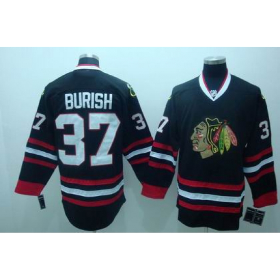 Chicago Blackhawks #37 Adam Burish Jerseys black Chicago Blackhawks #37 Adam Burish Jerseys black