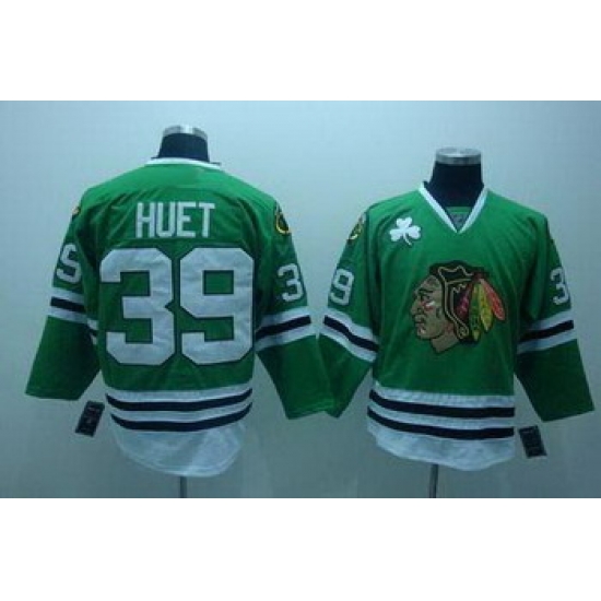 Chicago Blackhawks 39 HUET jersey green Chicago Blackhawks 39 HUET jersey green