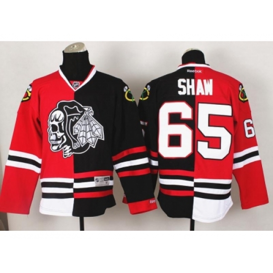 Chicago Blackhawks 65 Andrew Shaw White Skull Logo Fashion Black Red Split NHL Jerseys Chicago Blackhawks 65 Andrew Shaw White Skull Logo Fashion Black Red Split NHL Jerseys