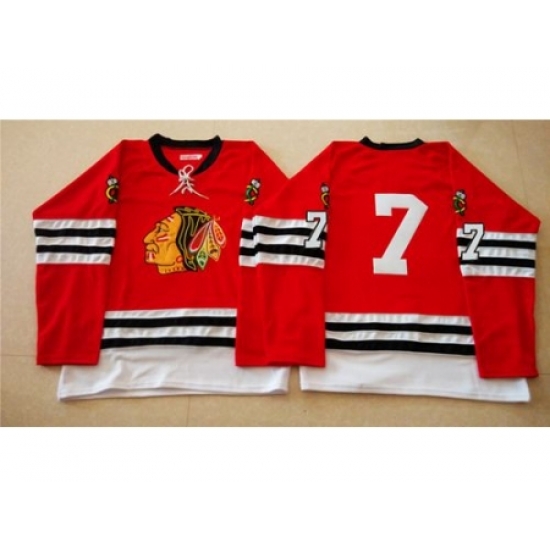 Chicago Blackhawks #7 Chris Chelios Red Mitchell And Ness 1960-61 Stitched NHL Jersey Chicago Blackhawks #7 Chris Chelios Red Mitchell And Ness 1960-61 Stitched NHL Jersey