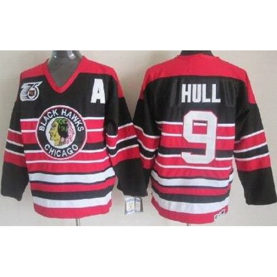 Chicago Blackhawks 9 Bobby Hull Black 75th Throwback CCM NHL Jerseys Chicago Blackhawks 9 Bobby Hull Black 75th Throwback CCM NHL Jerseys