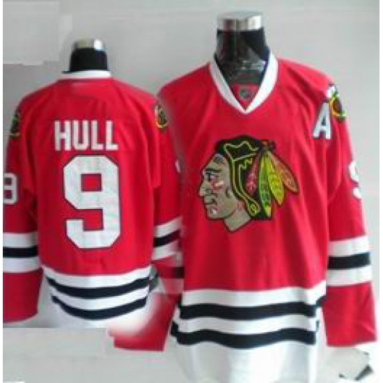 Chicago Blackhawks #9 Bobby Hull Hockey red jersey Chicago Blackhawks #9 Bobby Hull Hockey red jersey
