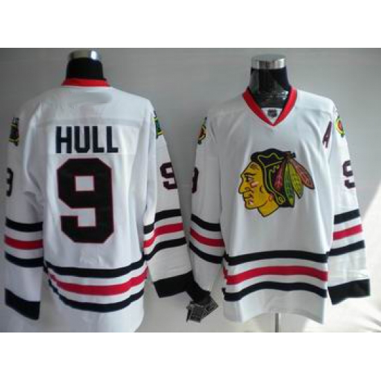 Chicago Blackhawks #9 Bobby Hull Hockey white jersey Chicago Blackhawks #9 Bobby Hull Hockey white jersey