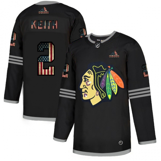 Men Chicago Blackhawks 2 Duncan Keith Black USA Flag Fashion Adidas Jersey Men Chicago Blackhawks 2 Duncan Keith Black USA Flag Fashion Adidas Jersey