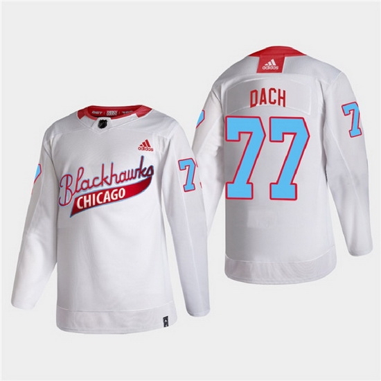 Men Chicago Blackhawks 77 Kirby Dach 2022 Community Night White Stitched jersey Men Chicago Blackhawks 77 Kirby Dach 2022 Community Night White Stitched jersey
